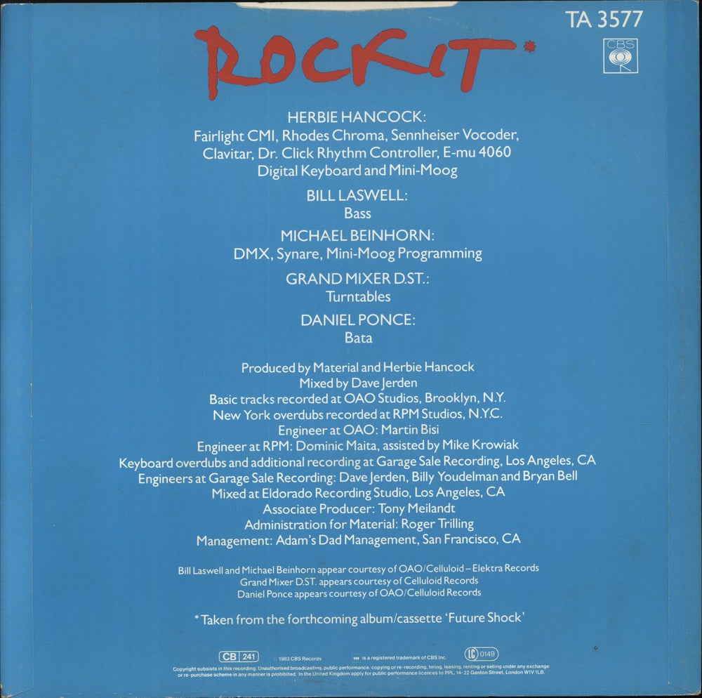 Herbie Hancock Rockit - p/s UK 12" vinyl single (12 inch record / Maxi-single)