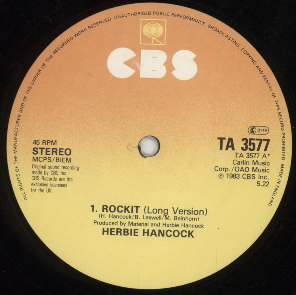 Herbie Hancock Rockit - p/s UK 12" vinyl single (12 inch record / Maxi-single) HHA12RO183283