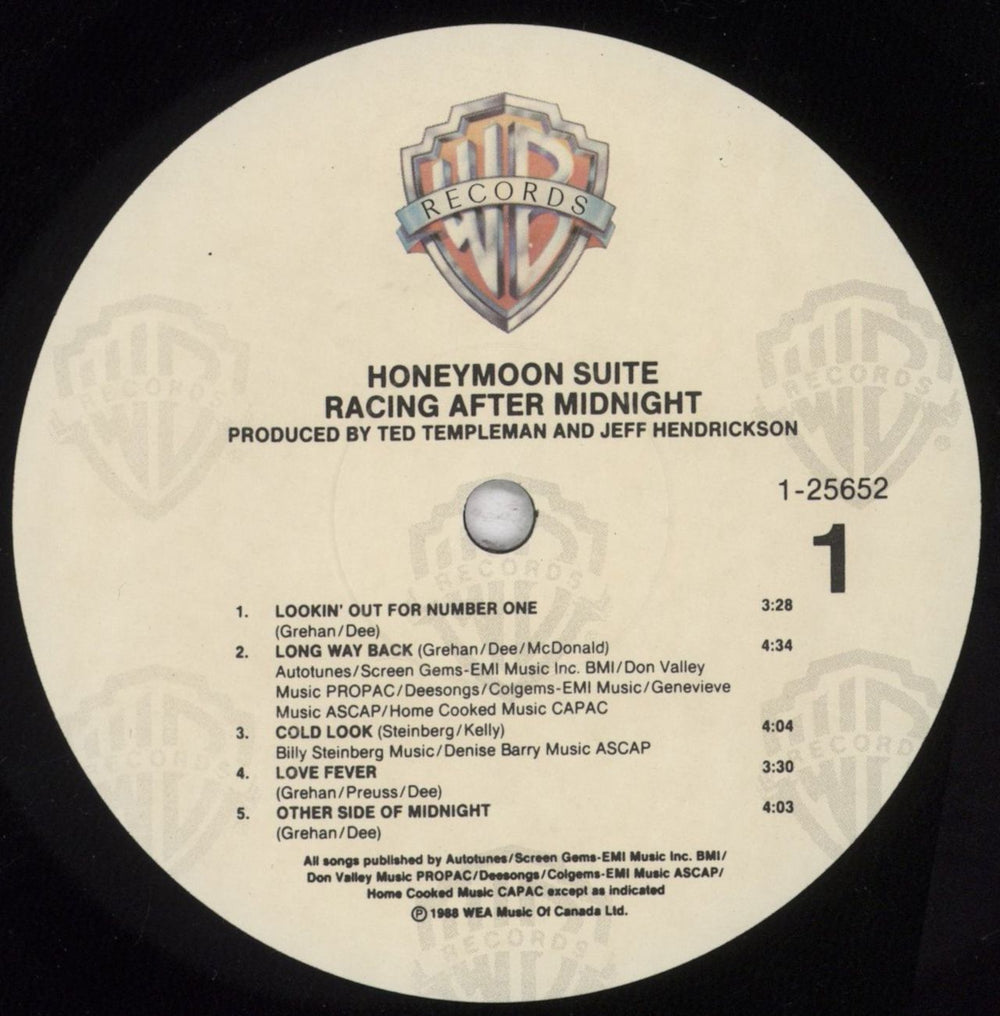 Honeymoon Suite Racing After Midnight US vinyl LP album (LP record) HA4LPRA766072