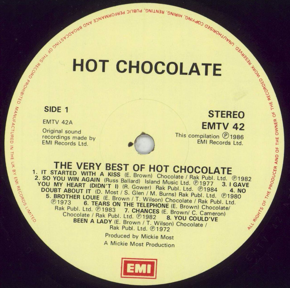 Hot Chocolate The Very Best Of Hot Chocolate UK vinyl LP album (LP record) HOCLPTH388426