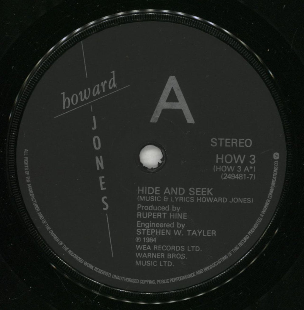 Howard Jones Hide & Seek UK 7" vinyl single (7 inch record / 45) HOW07HI184504