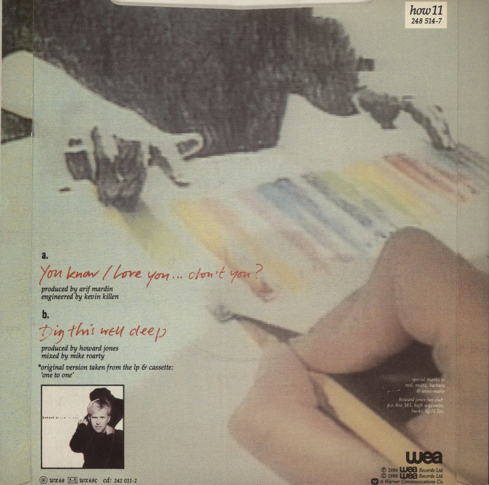 Howard Jones You Know I Love You... Don't You? UK 7" vinyl single (7 inch record / 45)