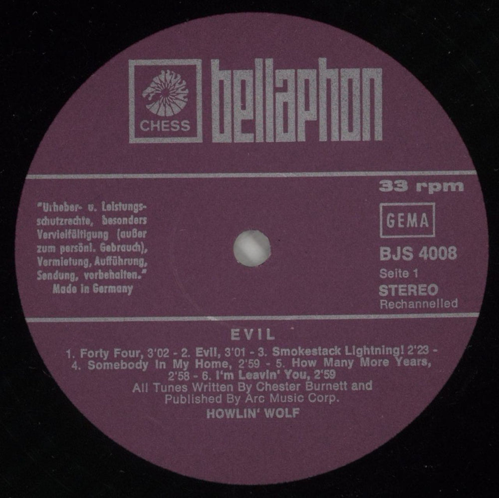 Howlin' Wolf Evil German vinyl LP album (LP record) HWOLPEV871717