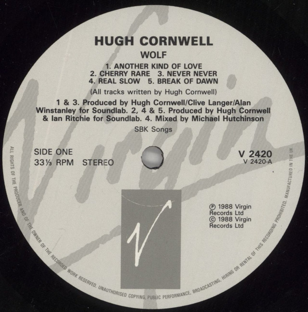 Hugh Cornwell Wolf - Signed UK vinyl LP album (LP record) HUGLPWO861978