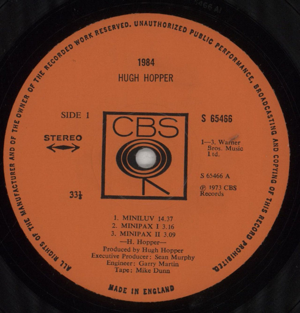 Hugh Hopper 1984 - EX UK vinyl LP album (LP record) HHHLPEX856607