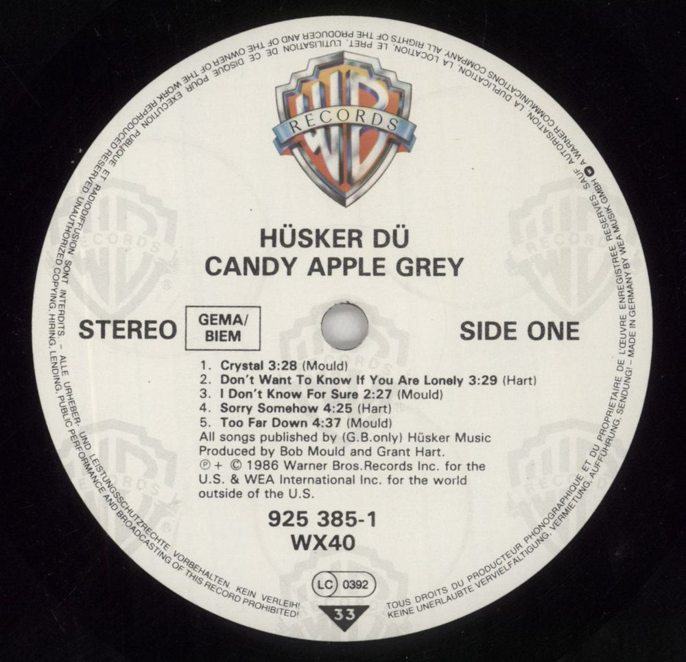 Husker Du Candy Apple Grey - EX UK vinyl LP album (LP record) HDULPCA295211