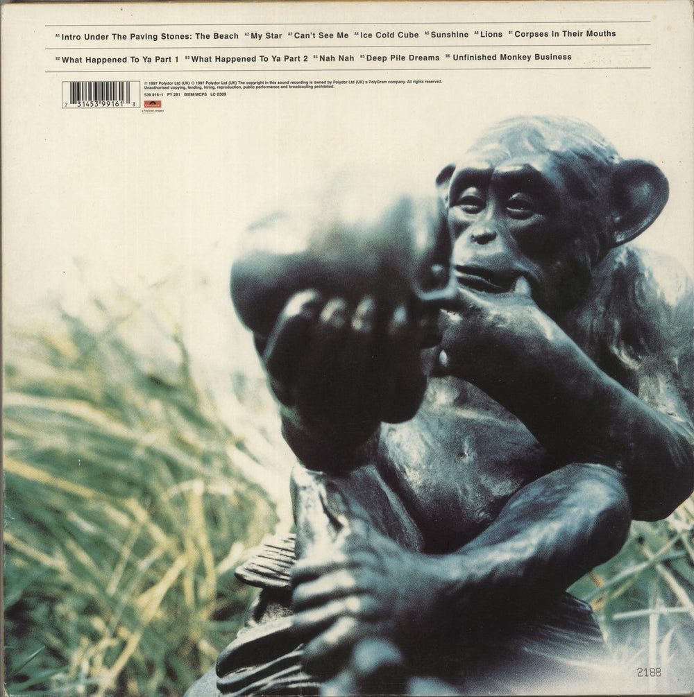 Ian Brown Unfinished Monkey Business + Booklet UK vinyl LP album (LP record) 731453991613