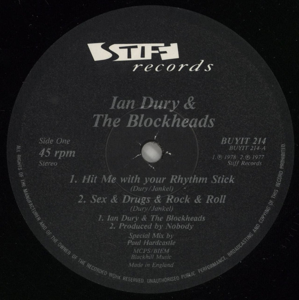 Ian Dury Hit Me With Your Rhythm Stick (Paul Hardcastle Remixes) UK 12" vinyl single (12 inch record / Maxi-single) IND12HI135904