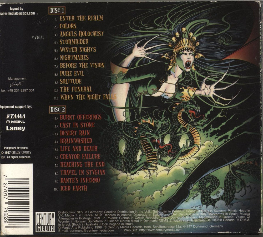 Iced Earth Days Of Purgatory German 2 CD album set (Double CD) 7277017716528