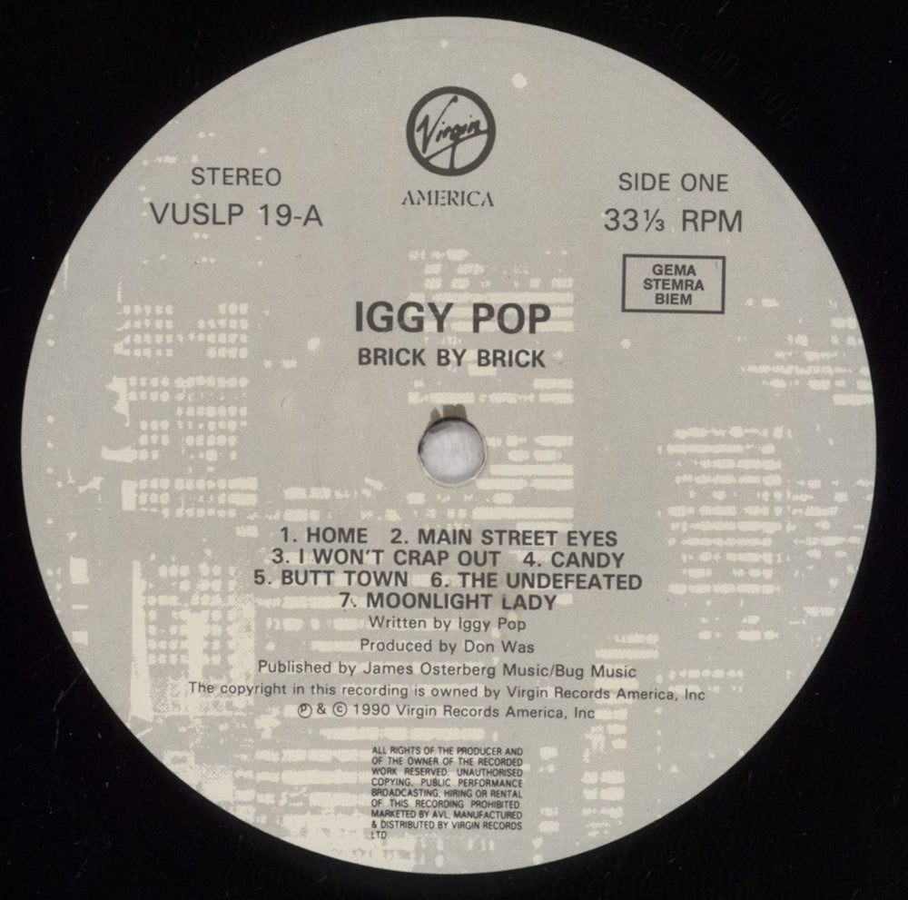 Iggy Pop Brick By Brick UK vinyl LP album (LP record) IGGLPBR838287