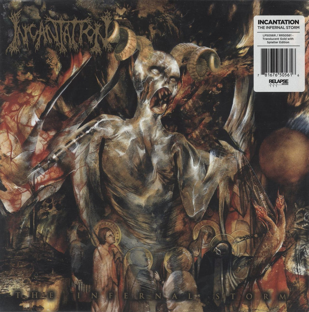 Incantation (Metal) The Infernal Storm - Gold With Swamp Green, Red And White Splatter Vinyl US vinyl LP album (LP record) RR6442