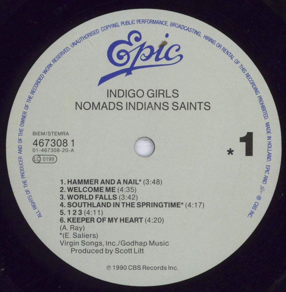 Indigo Girls Nomads · Indians · Saints UK Promo vinyl LP album (LP record) IDGLPNO832074