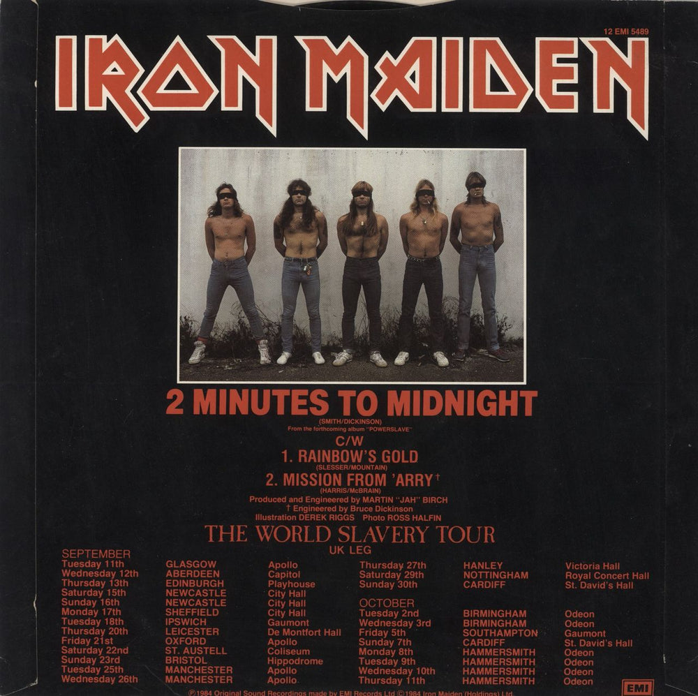 Iron Maiden 2 Minutes To Midnight - 'Warning' stickered UK 12" vinyl single (12 inch record / Maxi-single)