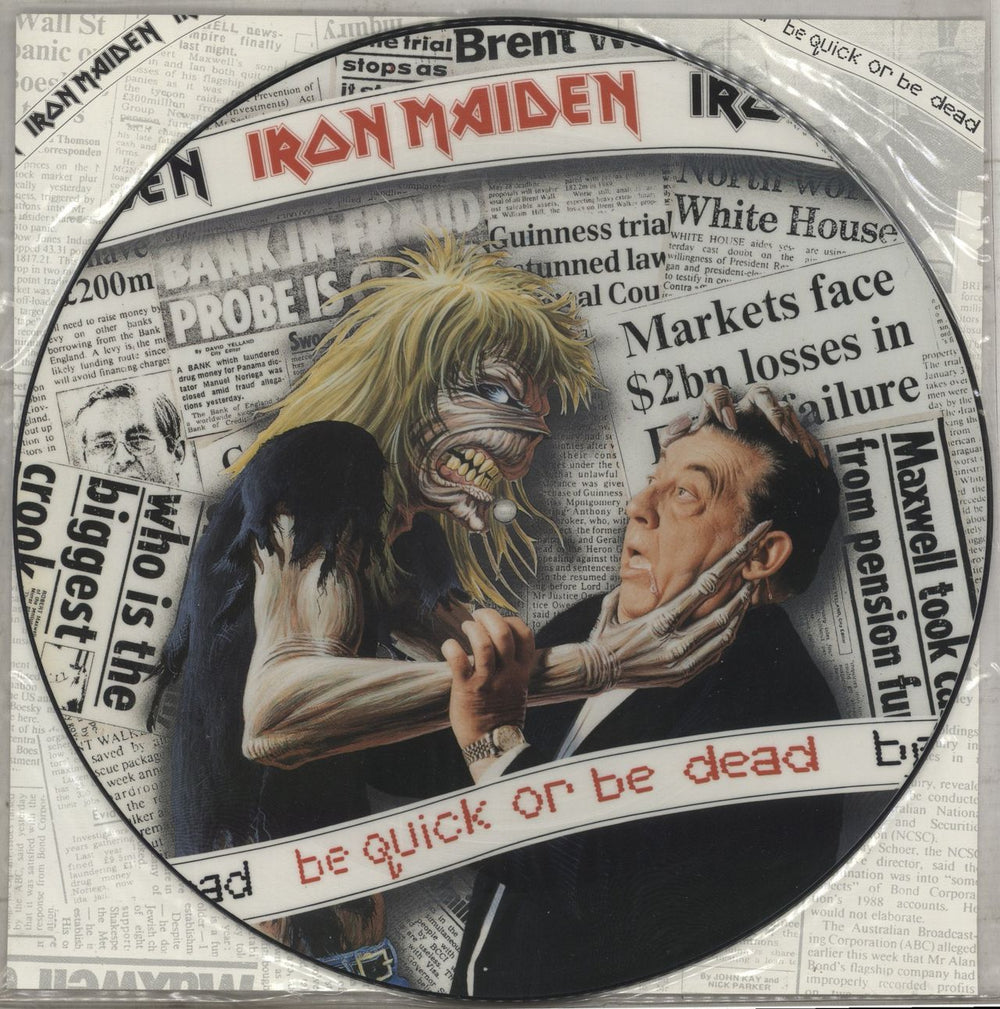 Iron Maiden Be Quick Or Be Dead + Back Insert UK 12" vinyl picture disc (12 inch picture record) 12EMPD229