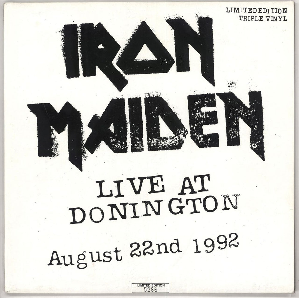 Iron Maiden Live At Donington UK 3-LP vinyl record set (Triple LP Album) DON1