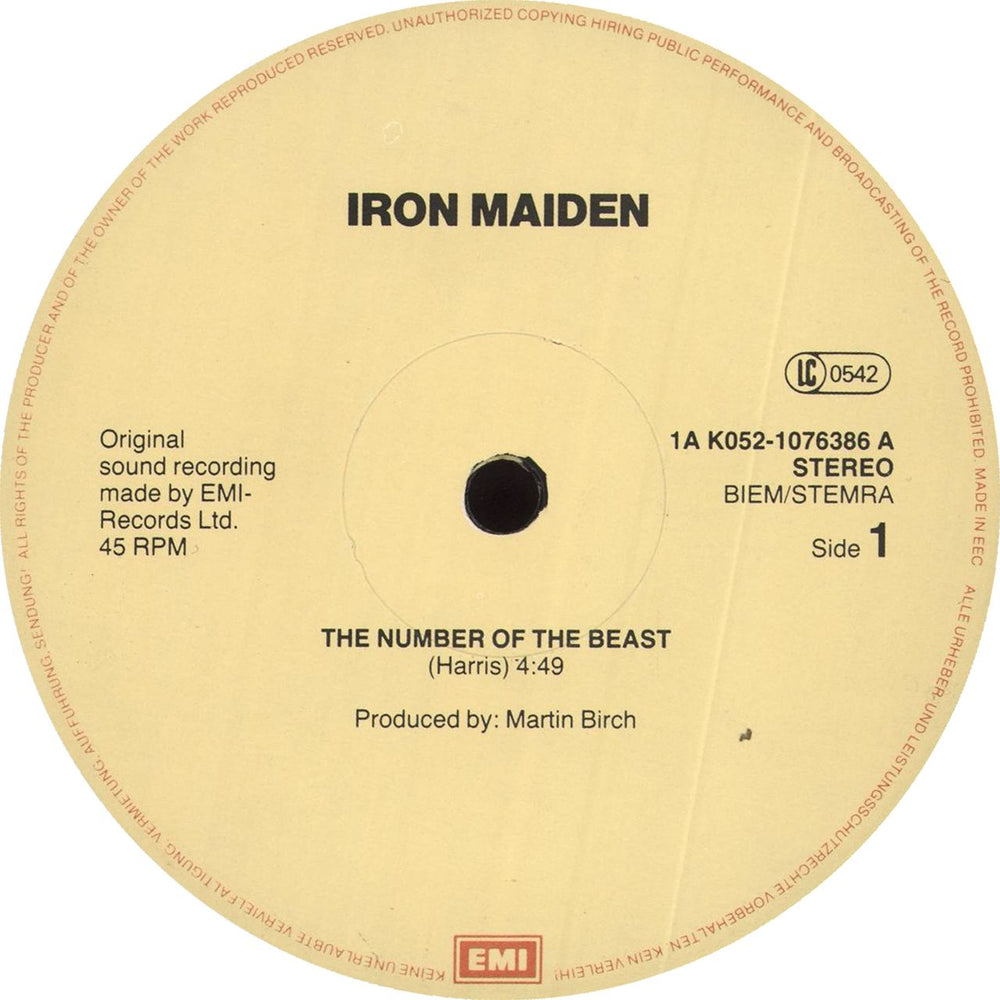 Iron Maiden The Number Of The Beast - EX Dutch 12" vinyl single (12 inch record / Maxi-single) IRO12TH00733