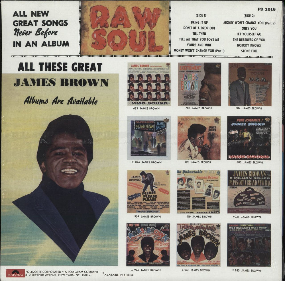 James Brown Raw Soul - Sealed US vinyl LP album (LP record) 762189199615