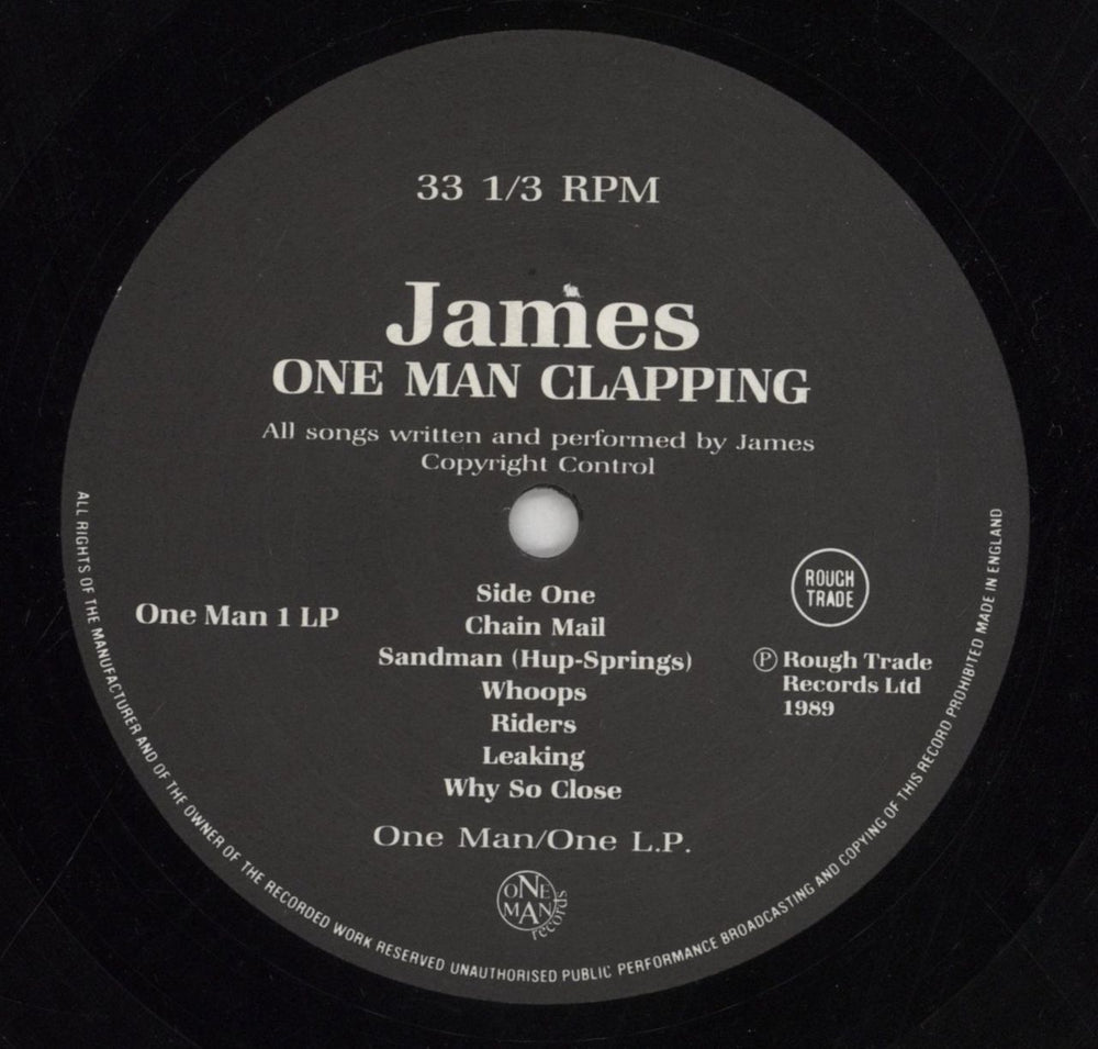 James One Man Clapping - EX UK vinyl LP album (LP record) JMSLPON368312