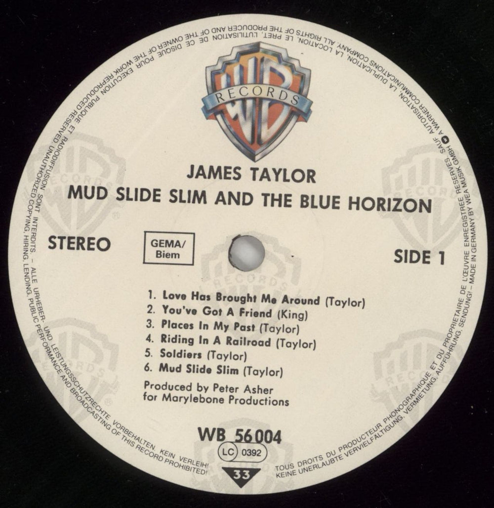 James Taylor Mud Slide Slim And the Blue Horizon German vinyl LP album (LP record) JTYLPMU865159