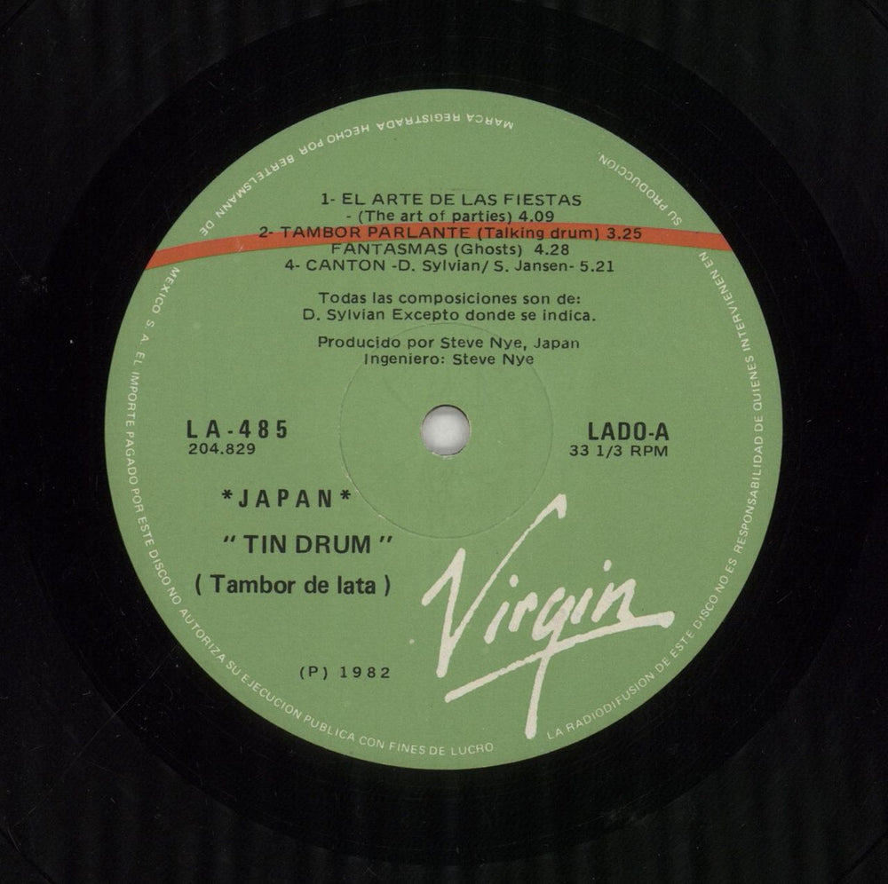 Japan Tin Drum [Tambor De Lata] Mexican vinyl LP album (LP record) JAPLPTI852960