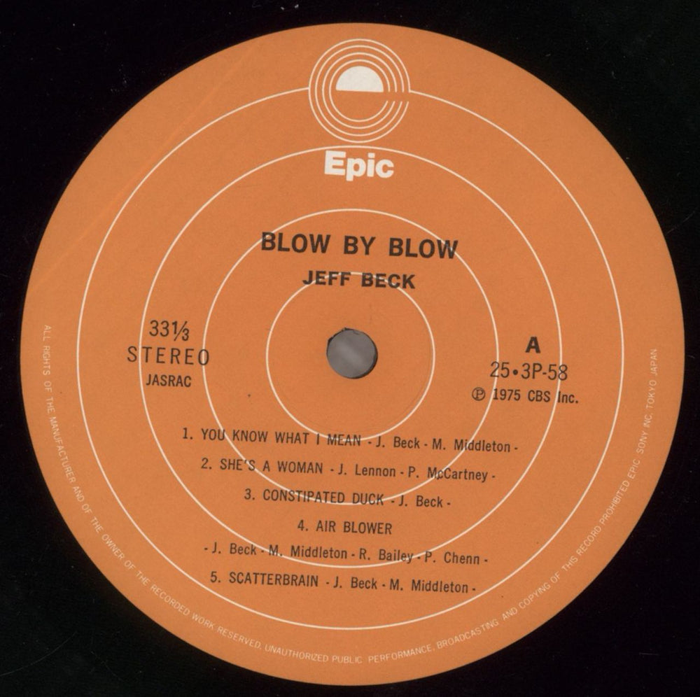 Jeff Beck Blow By Blow Japanese vinyl LP album (LP record) BEKLPBL322796