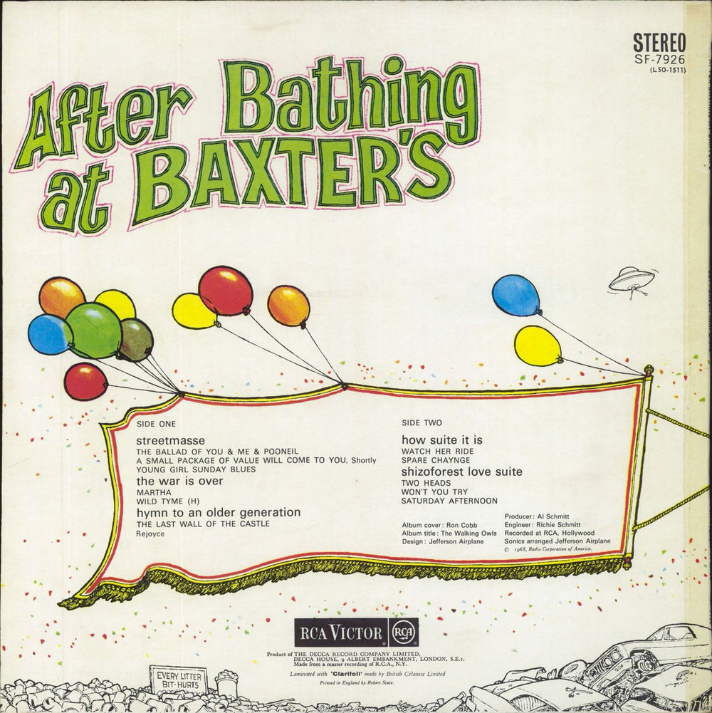 Jefferson Airplane After Bathing At Baxter's - 1st - Red spot UK vinyl LP album (LP record)