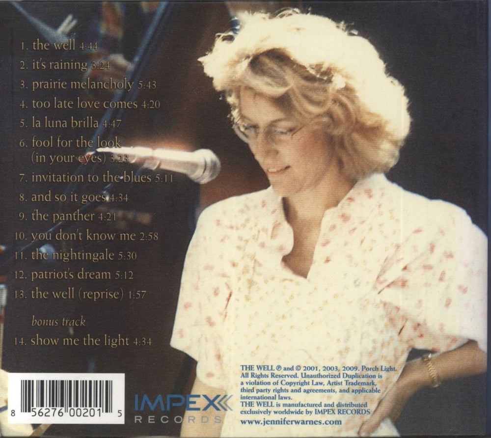 Jennifer Warnes The Well US CD album (CDLP) 856276002015
