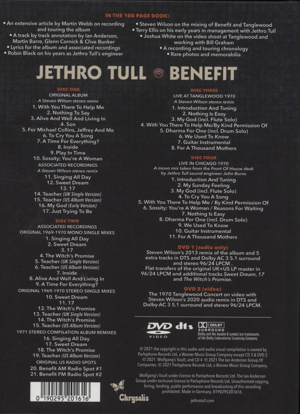 Jethro Tull Benefit - 50th Anniversary 4-CD/2-DVD Deluxe UK CD Album Box Set 190295201616