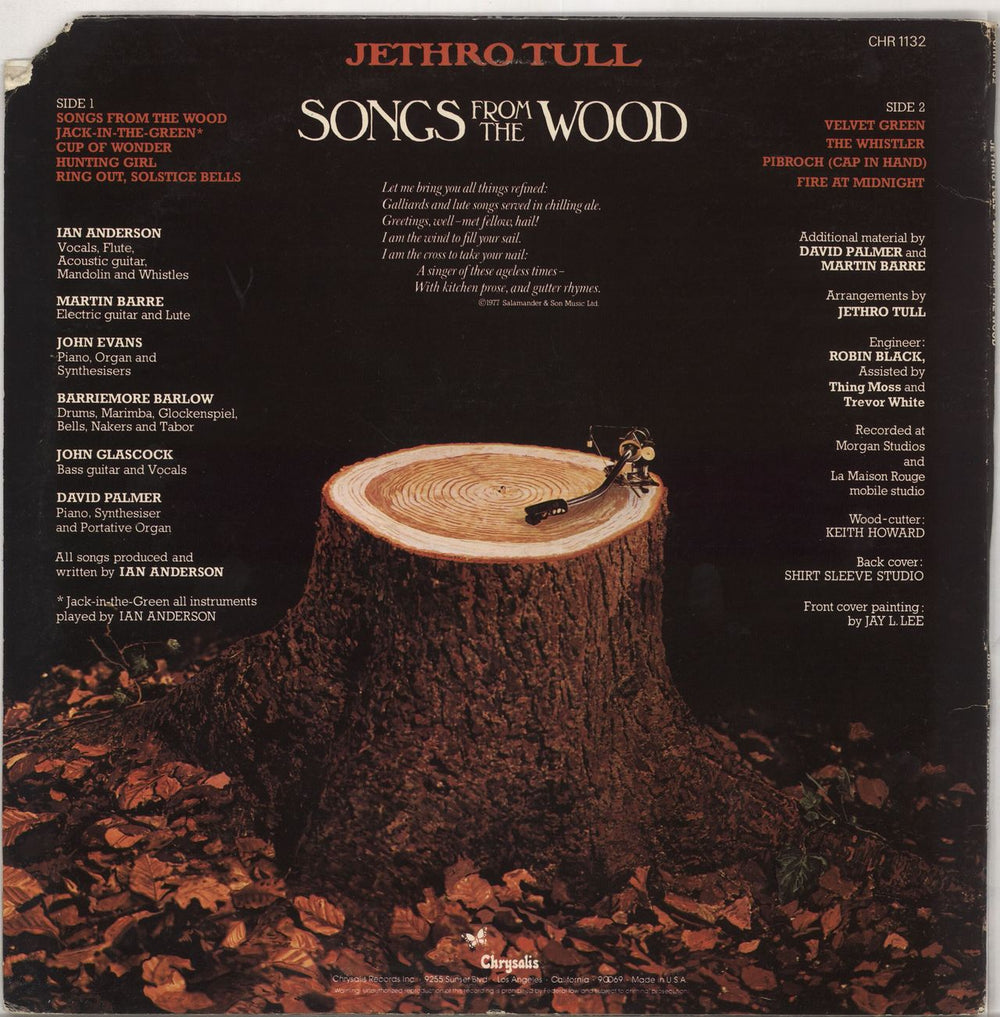 Jethro Tull Songs From The Wood US vinyl LP album (LP record)