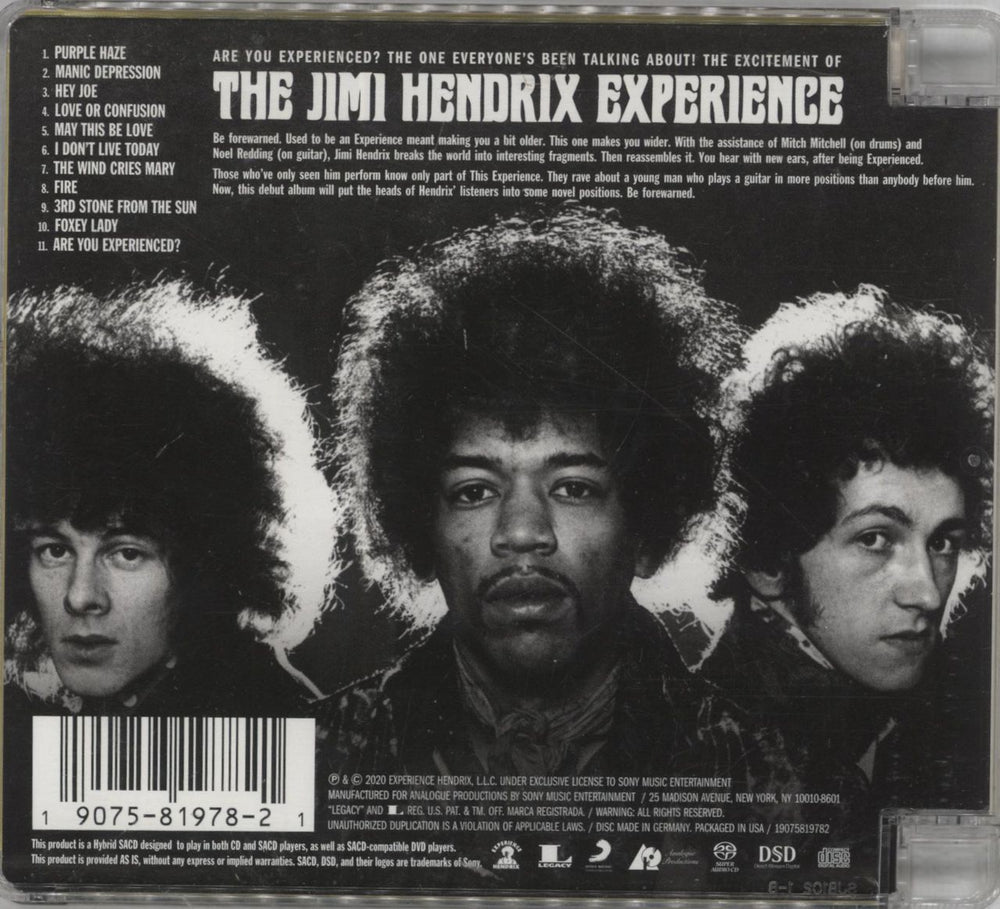 Jimi Hendrix Are You Experienced - Hybrid SACD US super audio CD SACD 190758197821