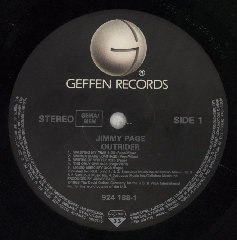 Jimmy Page Outrider - EX UK vinyl LP album (LP record) JPALPOU706183