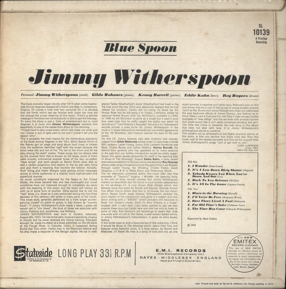 Jimmy Witherspoon Blue Spoon UK vinyl LP album (LP record)