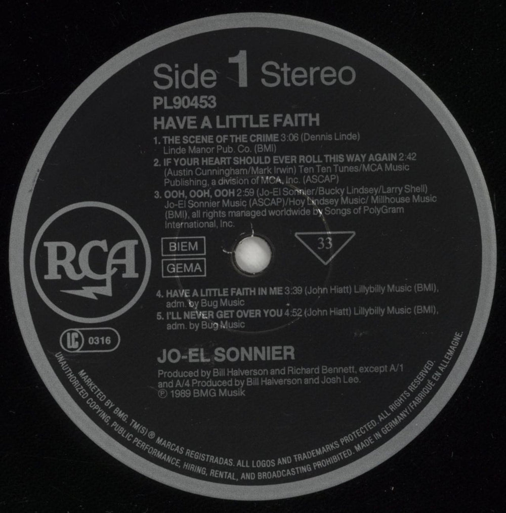 Jo-El Sonnier Have A Little Faith German vinyl LP album (LP record) J-NLPHA878687