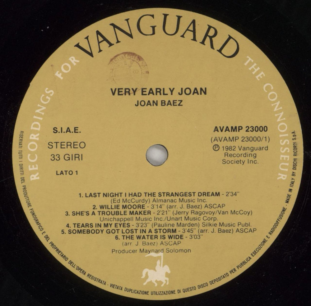 Joan Baez Very Early Joan Italian 2-LP vinyl record set (Double LP Album) JBZ2LVE714192