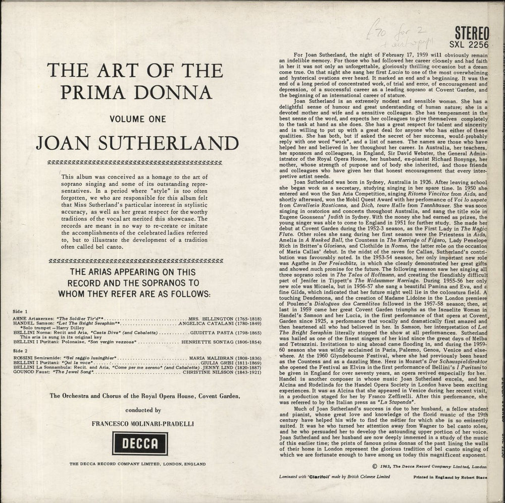 Joan Sutherland The Art Of The Prima Donna Volumes 1 & 2 - 2nd - Autographed UK vinyl LP album (LP record)