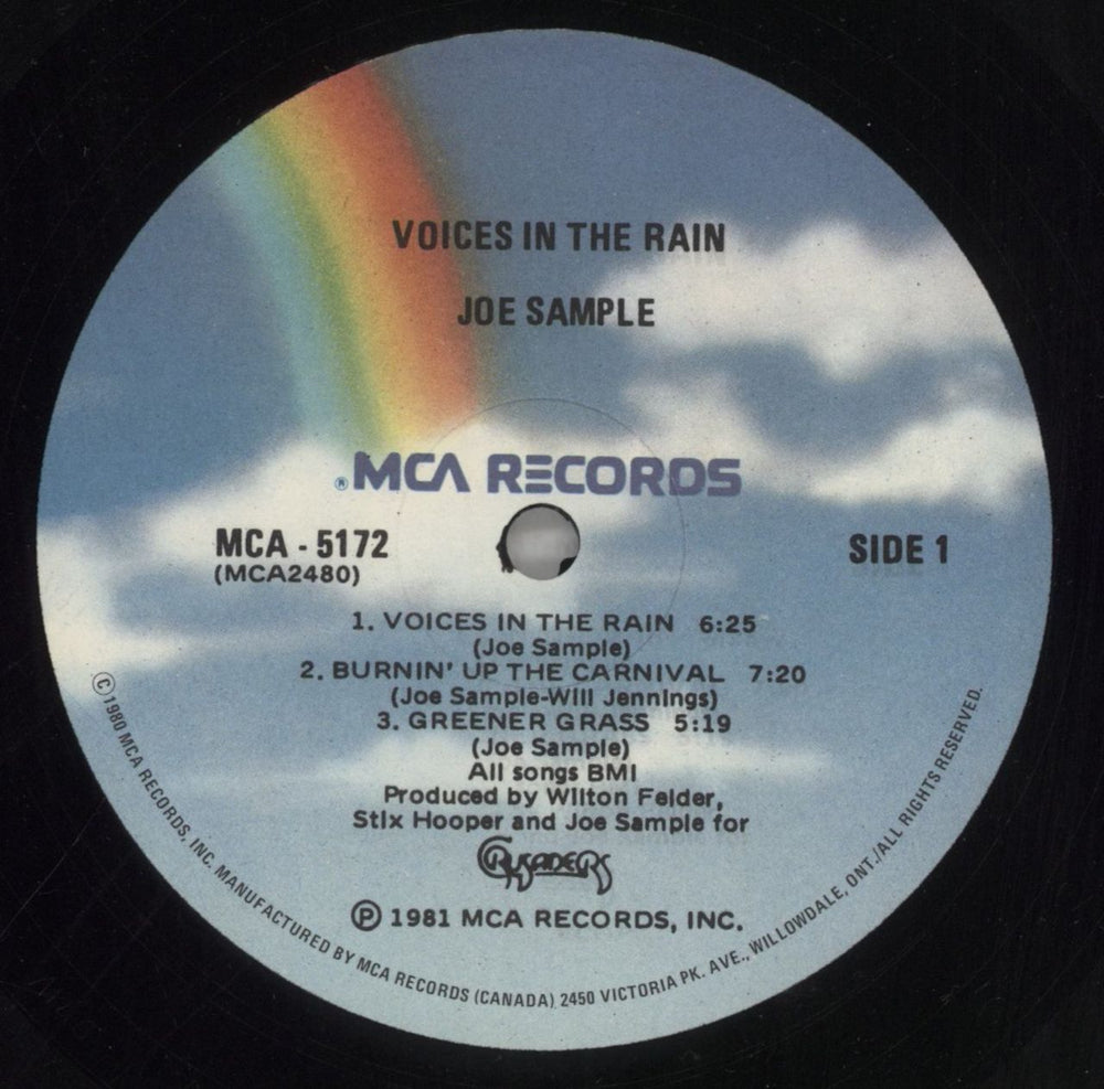 Joe Sample Voices In The Rain US vinyl LP album (LP record) JO6LPVO859007