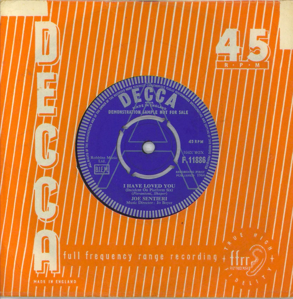 Joe Sentieri I Have Loved You - A Label UK Promo 7" vinyl single (7 inch record / 45) F.11886