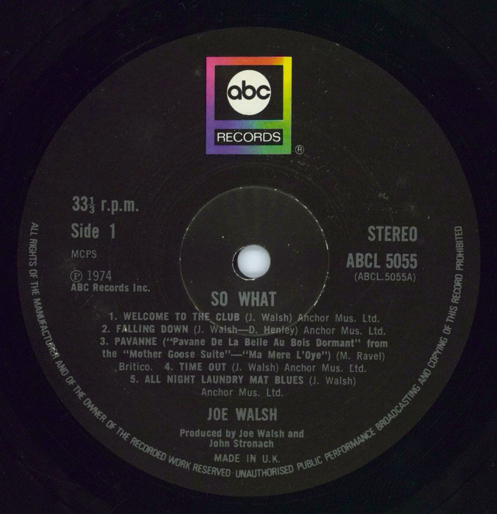 Joe Walsh So What - 1st UK vinyl LP album (LP record) JWLLPSO312779