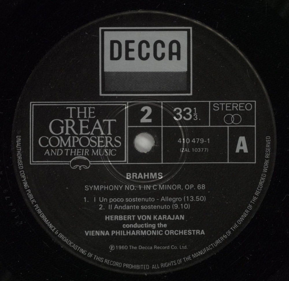 Johannes Brahms Symphony No. 1 in C minor, Opus 68 + Magazine UK vinyl LP album (LP record) B10LPSY875094