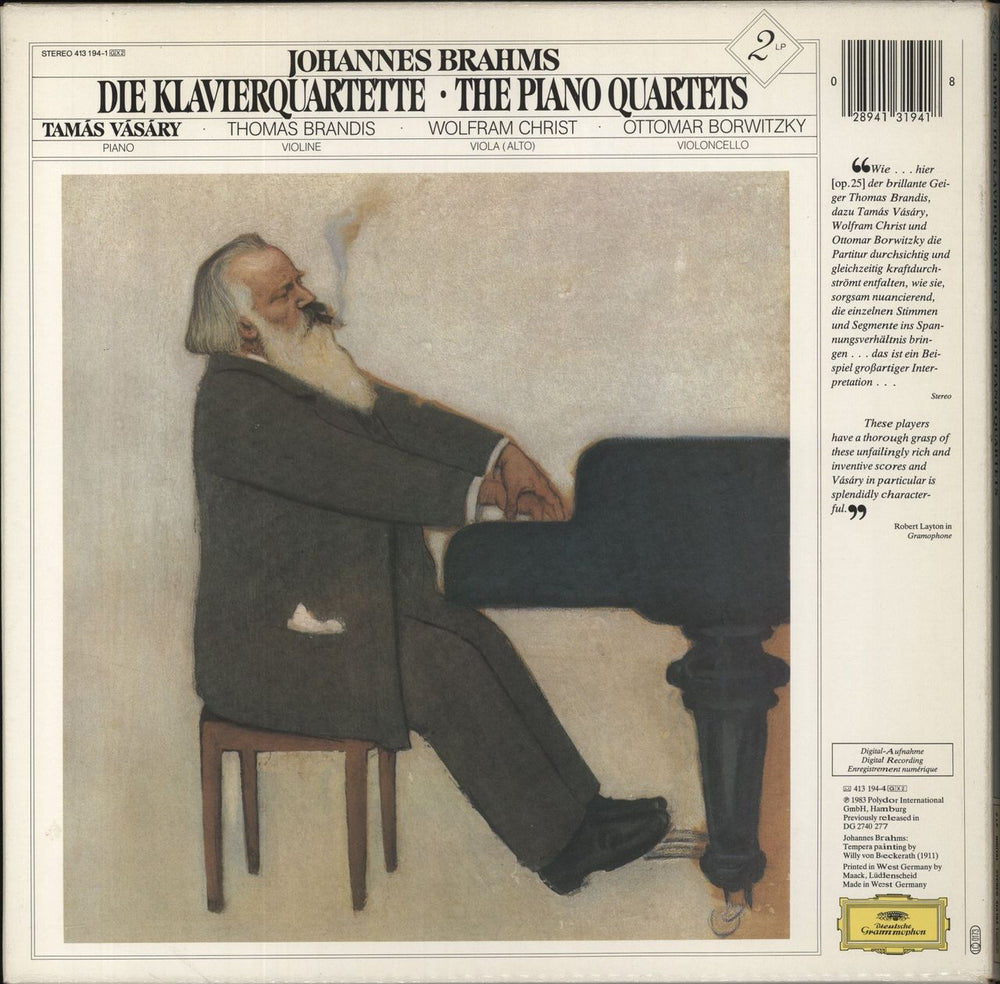 Johannes Brahms The Piano Quartets German 2-LP vinyl record set (Double LP Album) 028941319418