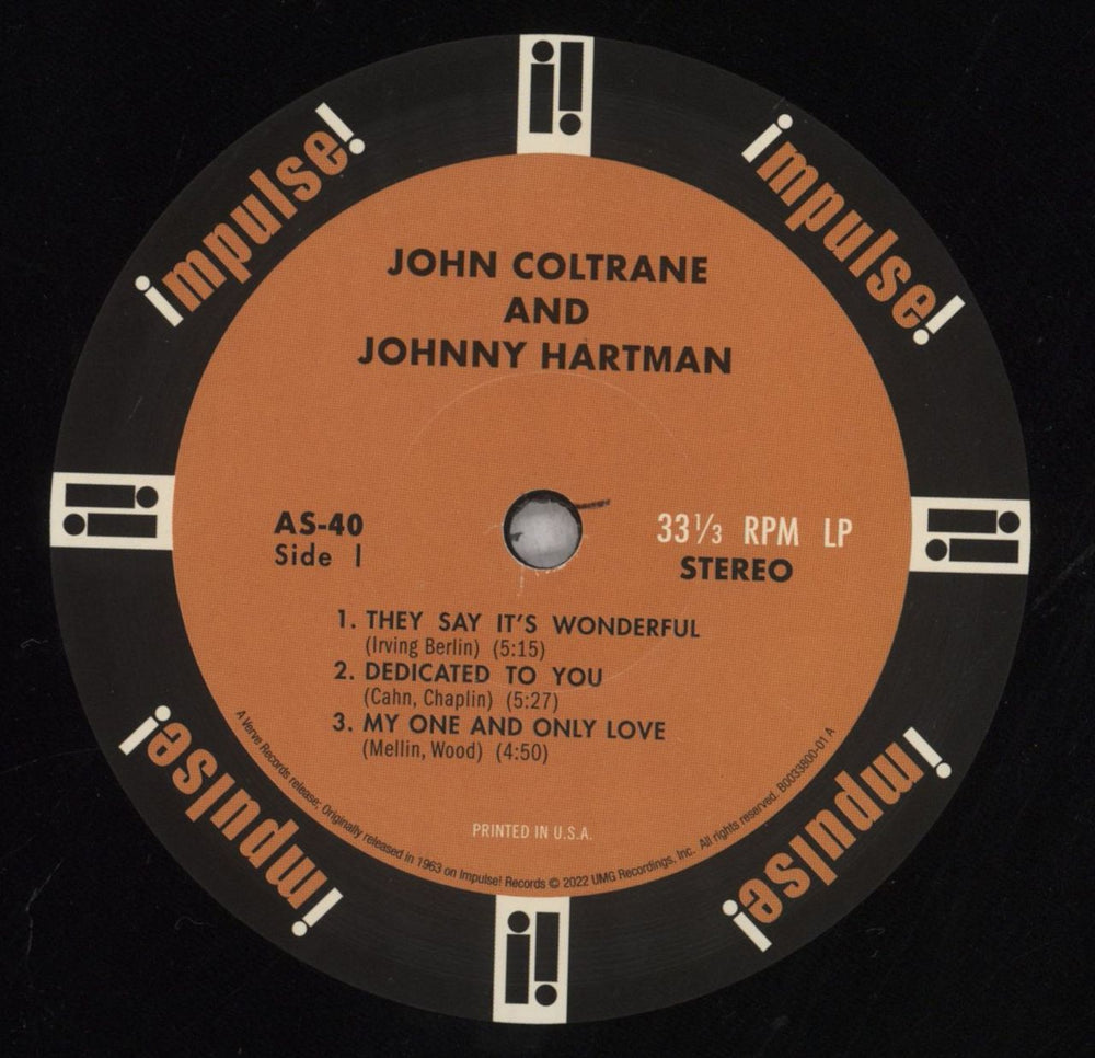 John Coltrane John Coltrane And Johnny Hartman - Acoustic Sounds Series US vinyl LP album (LP record) JCOLPJO843706