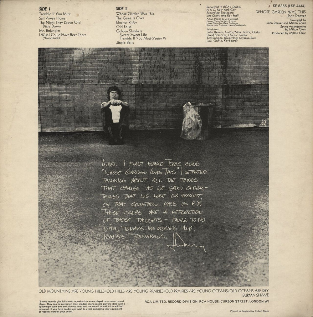 John Denver Whose Garden Was This UK vinyl LP album (LP record)