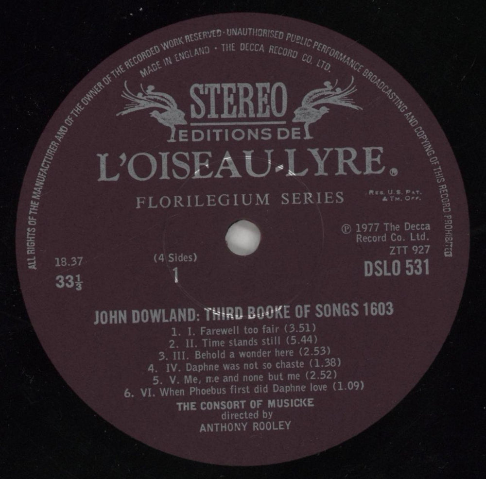 John Dowland Third Booke Of Songs 1603 UK 2-LP vinyl record set (Double LP Album) 84M2LTH859780