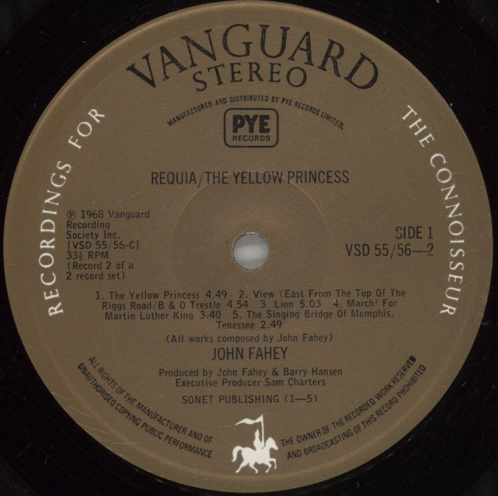 John Fahey Requia / The Yellow Princess - EX UK 2-LP vinyl record set (Double LP Album) J-F2LRE880274