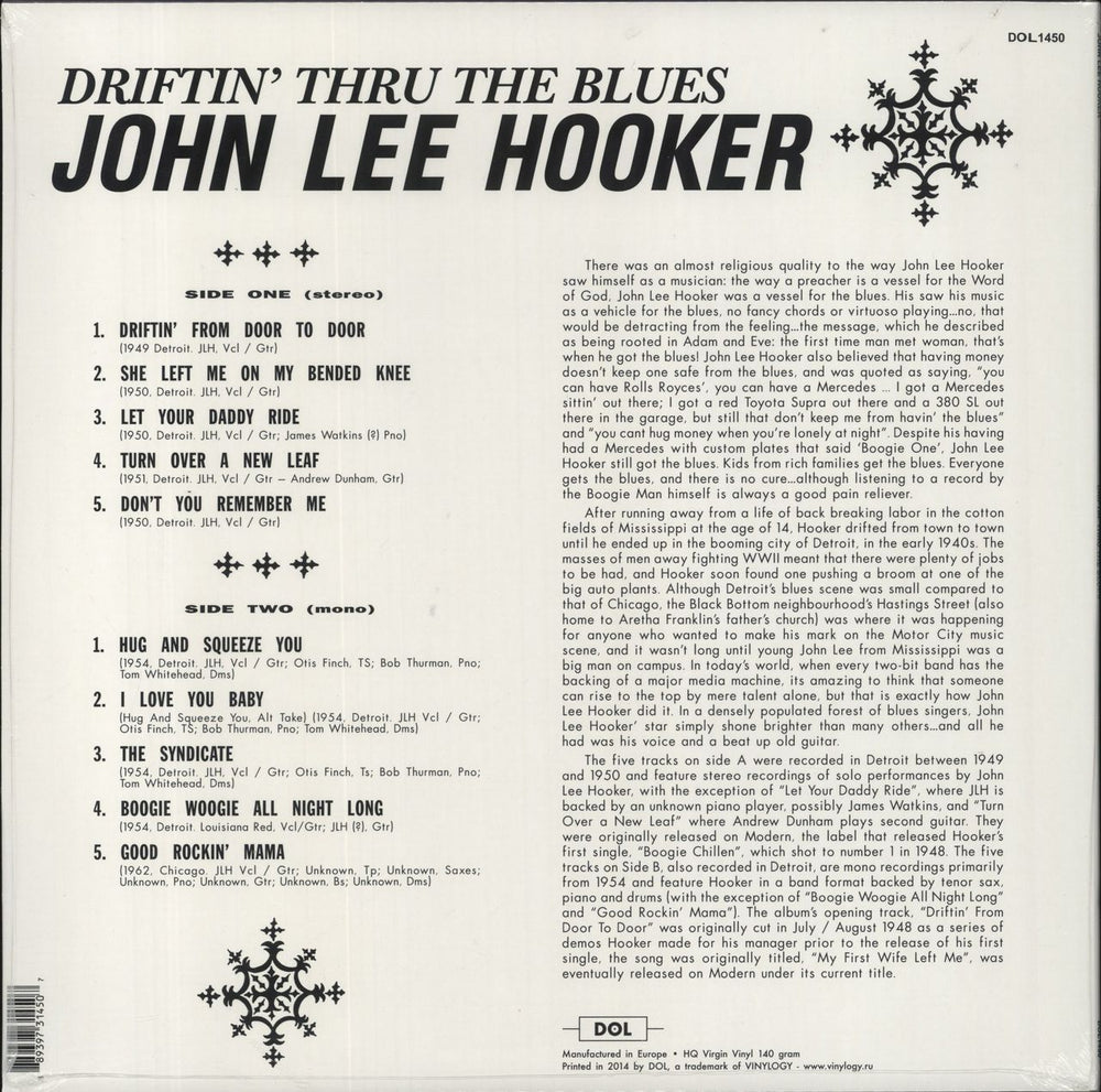 John Lee Hooker Driftin' Thru The Blues UK vinyl LP album (LP record) 889397314507