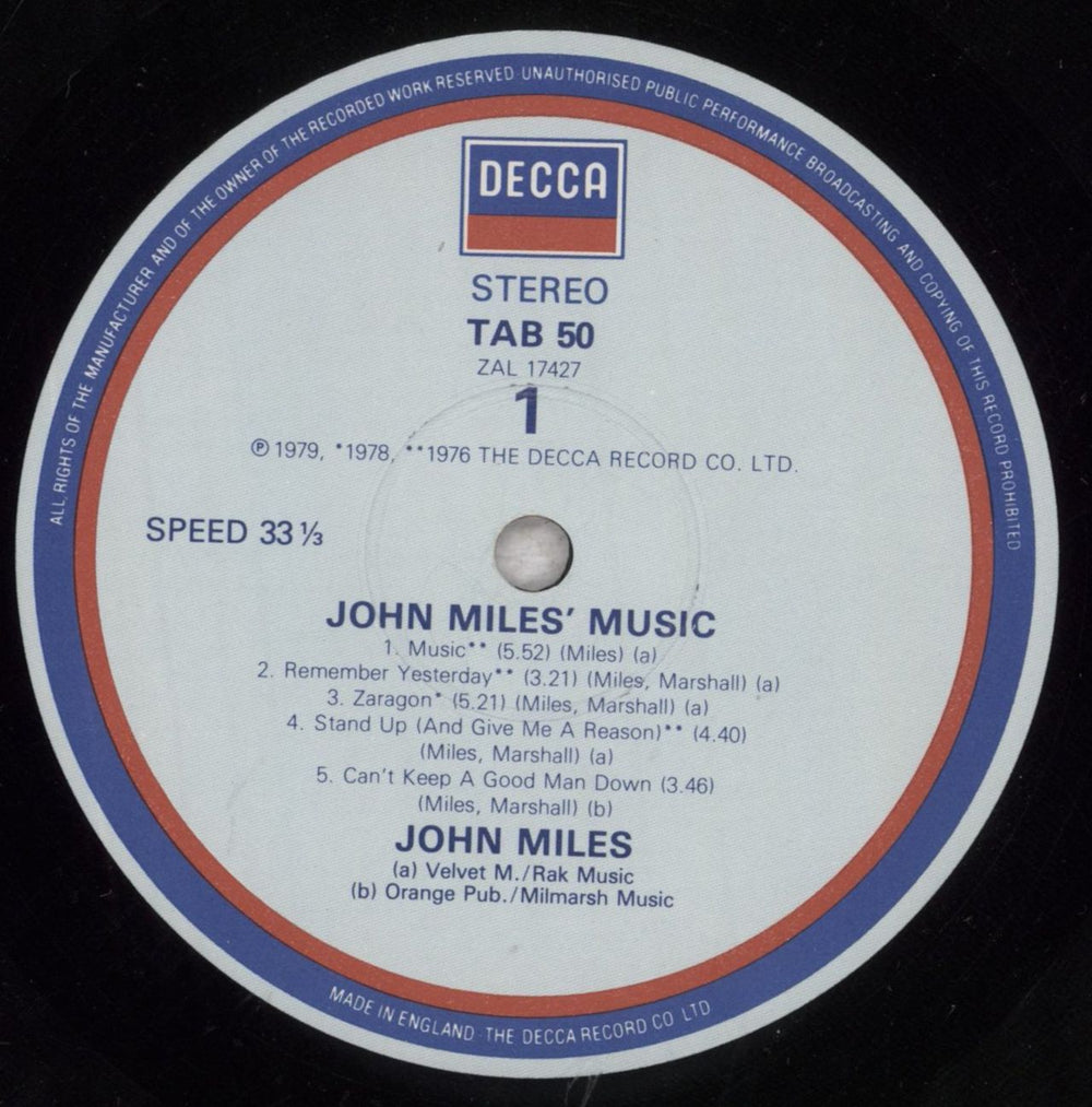 John Miles John Miles' Music UK vinyl LP album (LP record) JMILPJO499453