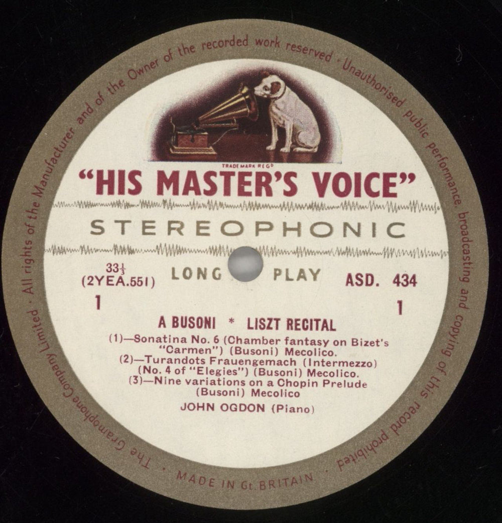 John Ogdon A Busoni - Liszt Recital UK vinyl LP album (LP record) J57LPAB859966