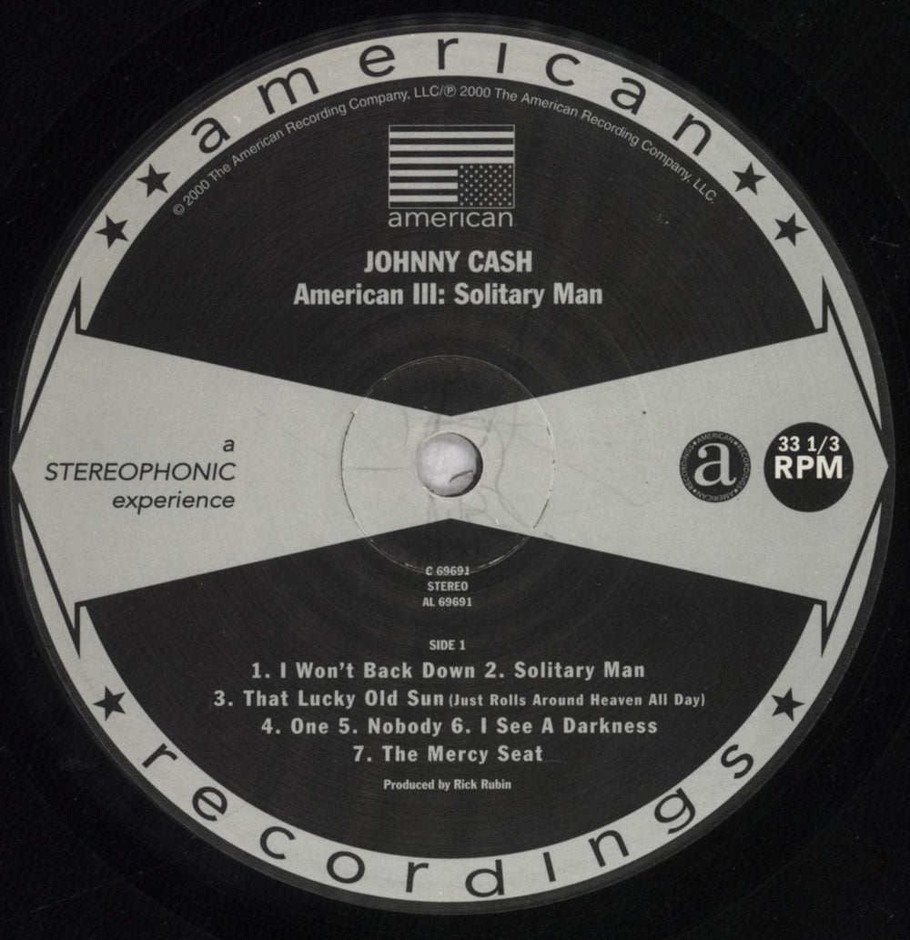 Johnny Cash American III: Solitary Man - EX US vinyl LP album (LP record) JCSLPAM836804