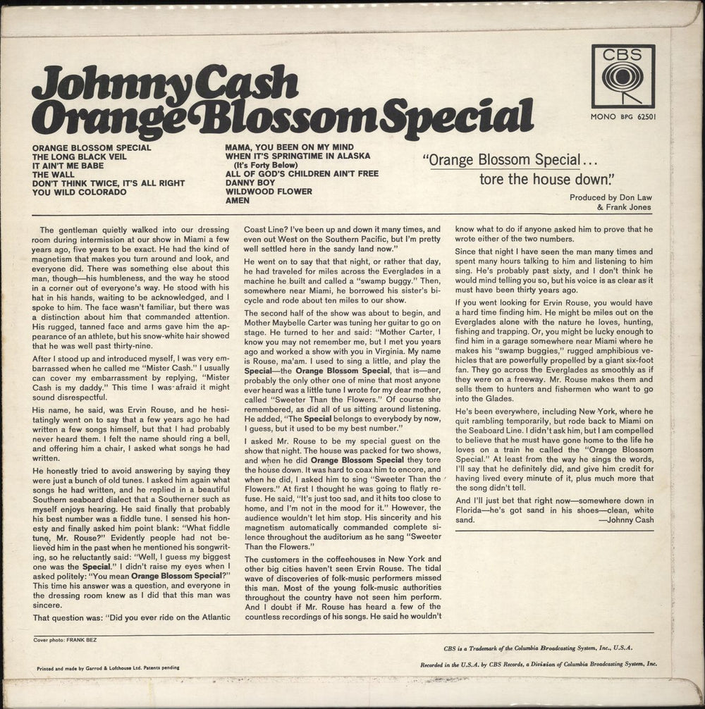 Johnny Cash Orange Blossom Special - 1st - Mono UK vinyl LP album (LP record)