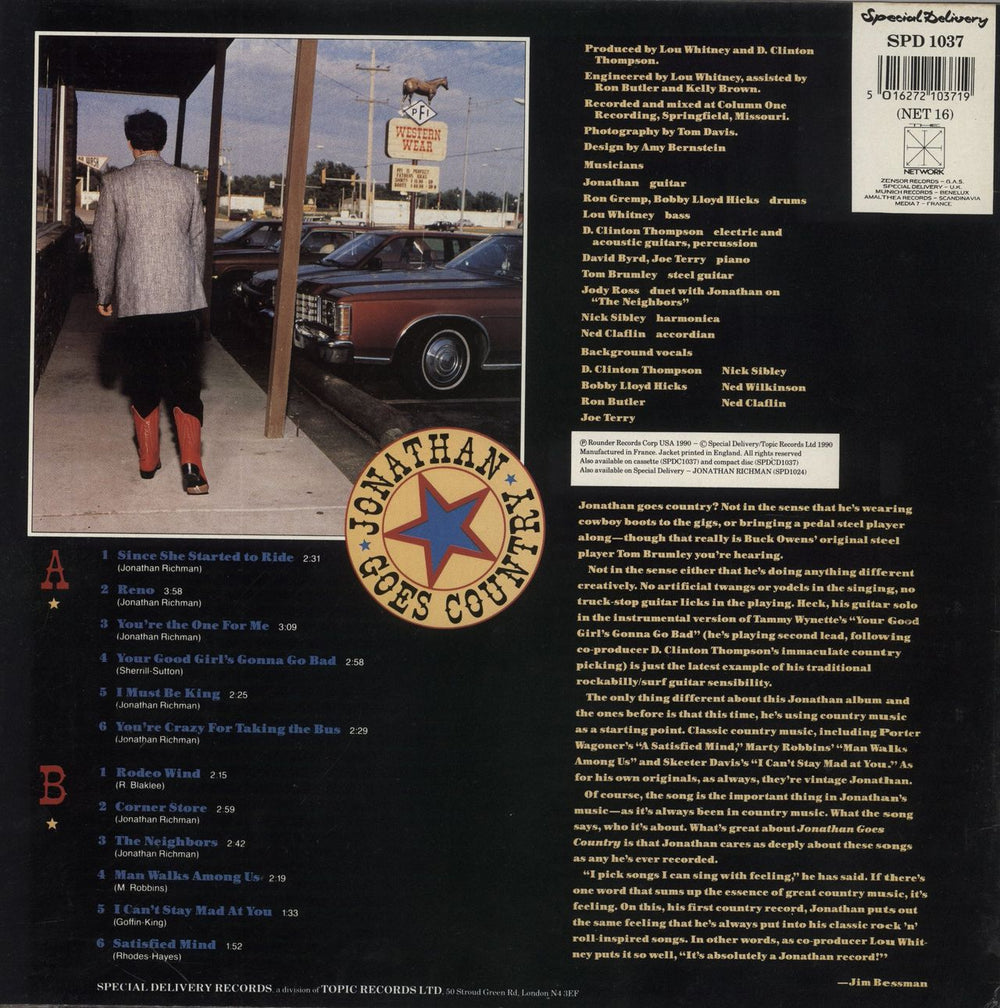 Jonathan Richman & The Modern Lovers Jonathan Goes Country - VG UK vinyl LP album (LP record) 5016272103719